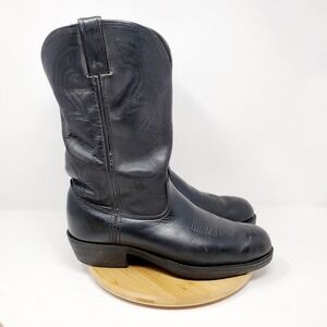 Durango Boots 9 D Black Leather Cowboy Western Pull On Classic Work Biker Shoe